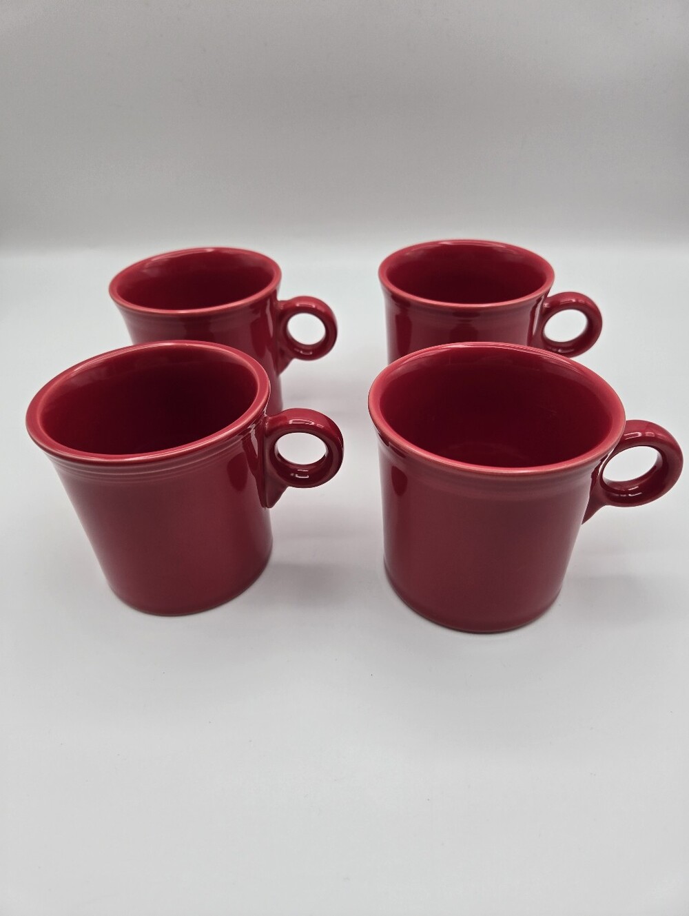 Fiestaware HLC Set Of 4 Red Circle Ring Handle Mugs 10oz USA